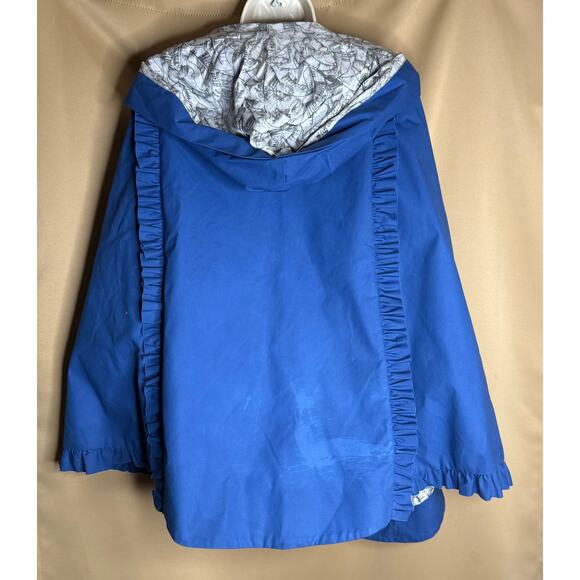 Deborah Lyons Blue Memphis Cape Coat 8 - Picture 6 of 9